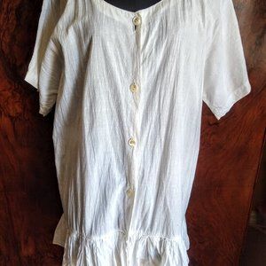 Vintage I'Magnin white cotton tunic size L